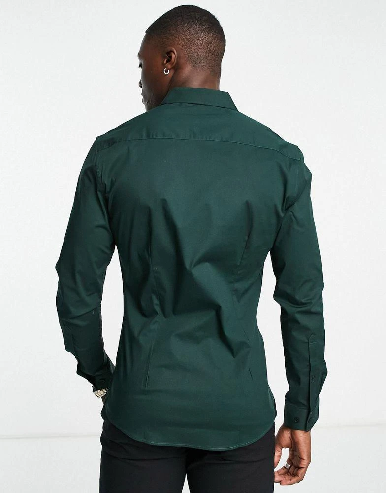 商品ASOS|ASOS DESIGN skinny fit shirt in deep pine green,价格¥259,第2张图片详细描述