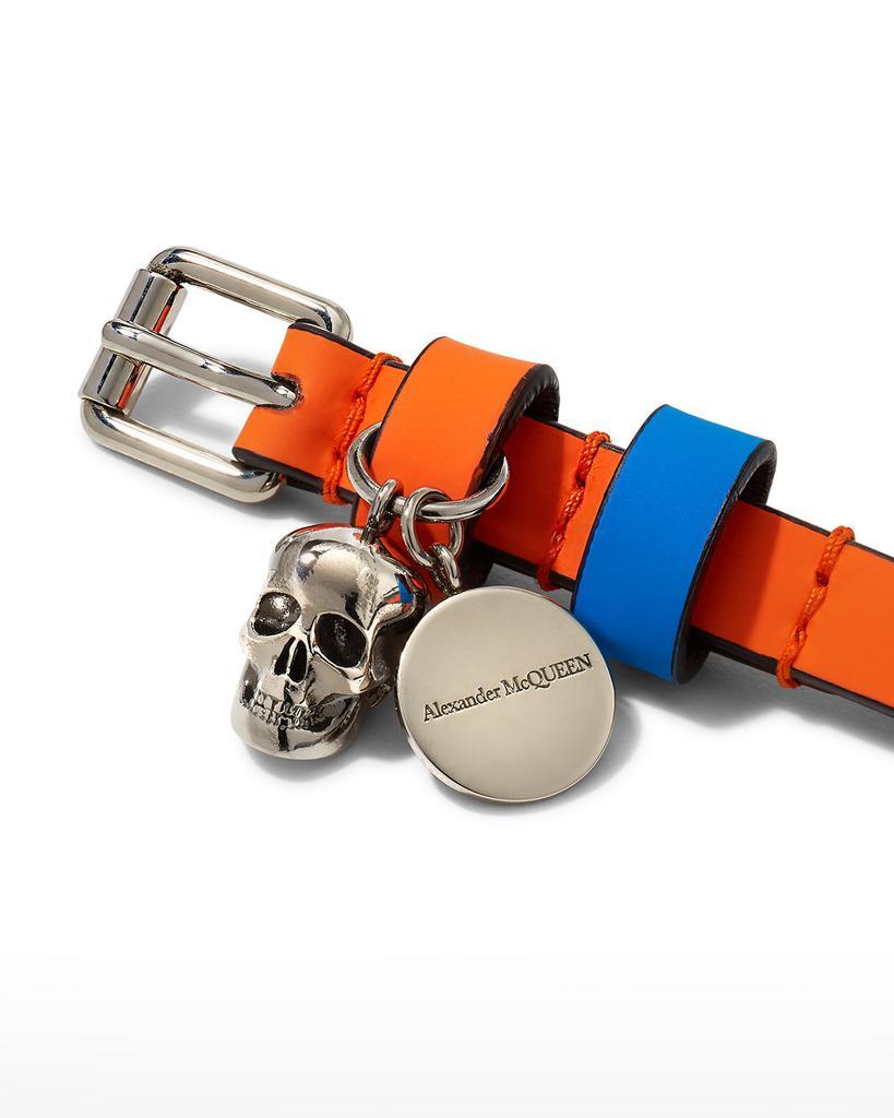 商品Alexander McQueen|Men's Bicolor Leather Skull Wrap Bracelet,价格¥2268,第7张图片详细描述