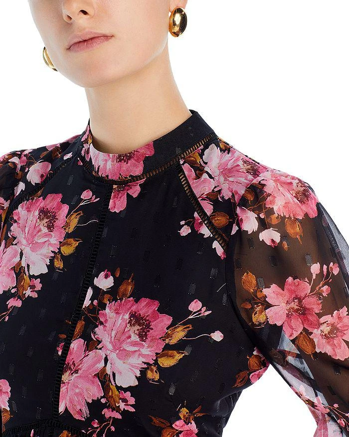 商品AQUA|Floral Mock Neck Clip Dot Dress - 100% Exclusive,价格¥739,第2张图片详细描述