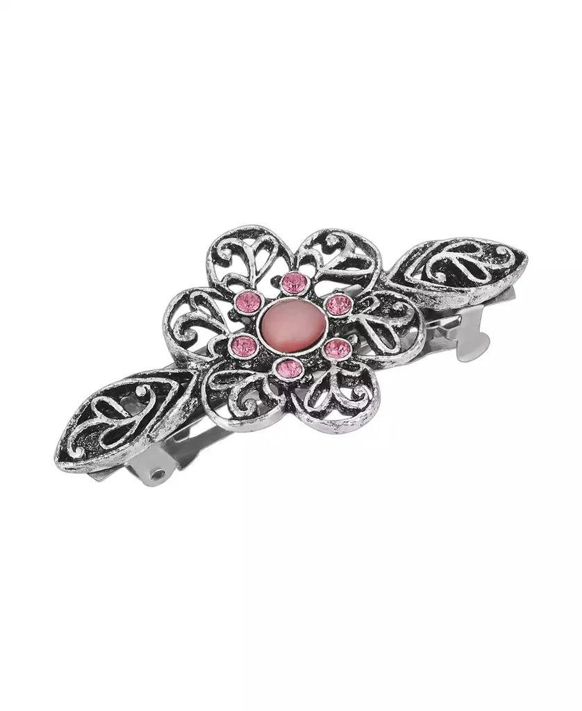 商品2028|Women's Silver-Tone Rose Crystal Flower Bar Barrette,价格¥168,第1张图片