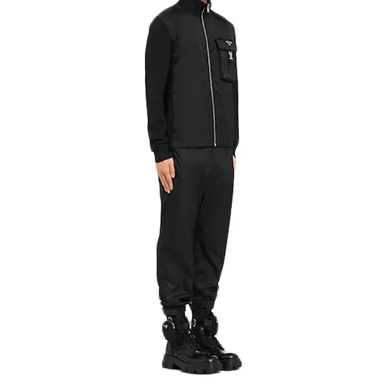 商品Prada|【预售3-7天】普拉达 男士黑色再生尼龙华达��呢和羊毛开衫夹克UMG070_1IKO_F0002_S_211,价格¥15059,第6张图片详细描述
