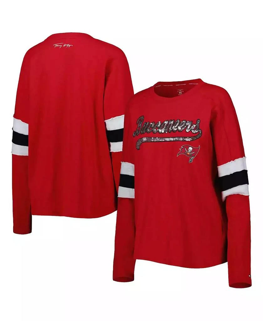 商品Tommy Hilfiger|Women's Red Tampa Bay Buccaneers Justine Long Sleeve Tunic T-shirt,价格¥579,第1张图片