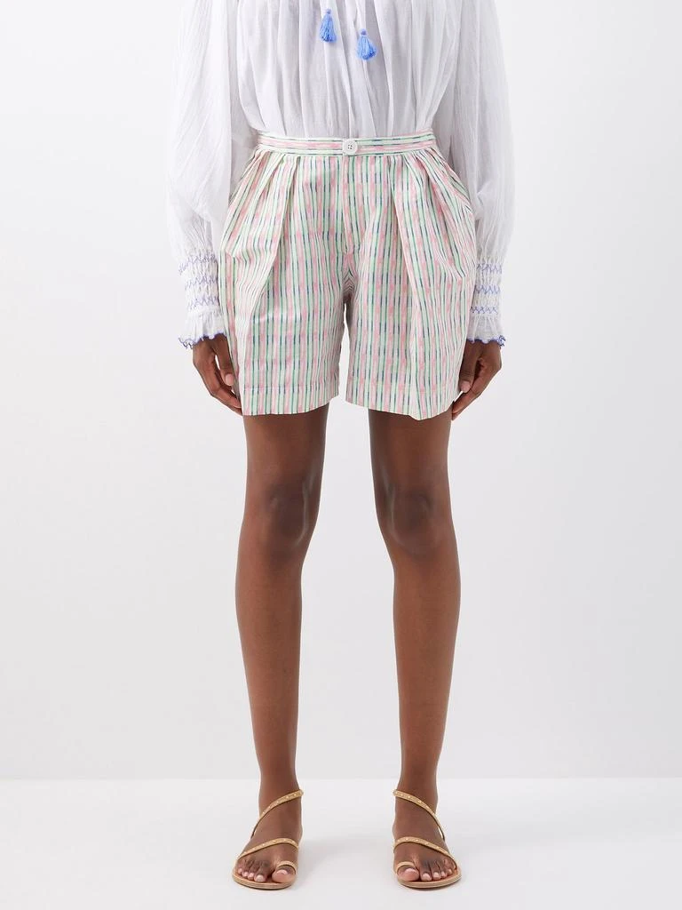 商品Thierry Colson|Kenya pleated geometric-print cotton-lawn shorts,价格¥610,第1张图片