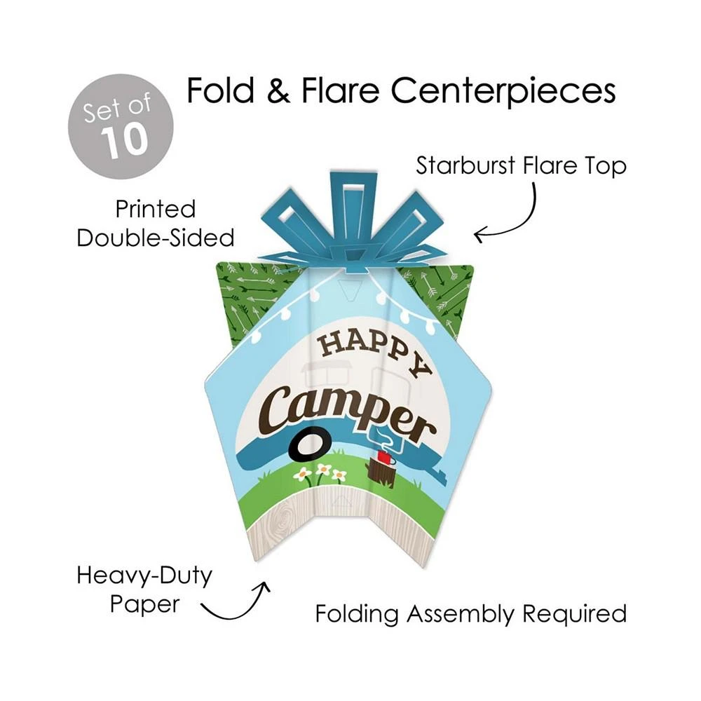 商品Big Dot of Happiness|Happy Camper - Table Decor - Camping Party Fold & Flare Centerpieces - 10 Ct,价格¥142,第3张图片详细描述