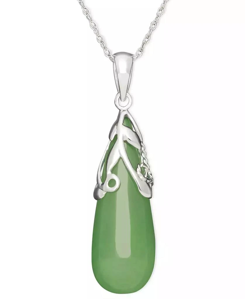 商品Macy's|Dyed Jade Leaf Top Teardrop Pendant Set in Sterling Silver,价格¥374,第1张图片