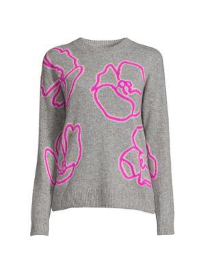 Neon Floral Crewneck Cashmere Sweater商品第4张图片规格展示