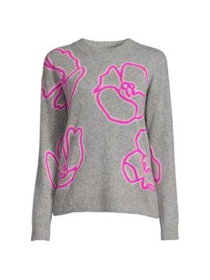 商品Saks Fifth Avenue|Floral Crewneck 100% Cashmere Sweater,价格¥563,第4张图片详细描述