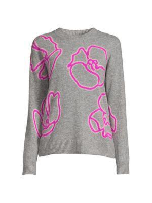 商品Saks Fifth Avenue|Neon Floral Crewneck Cashmere Sweater,价格¥787,第4张图片详细描述