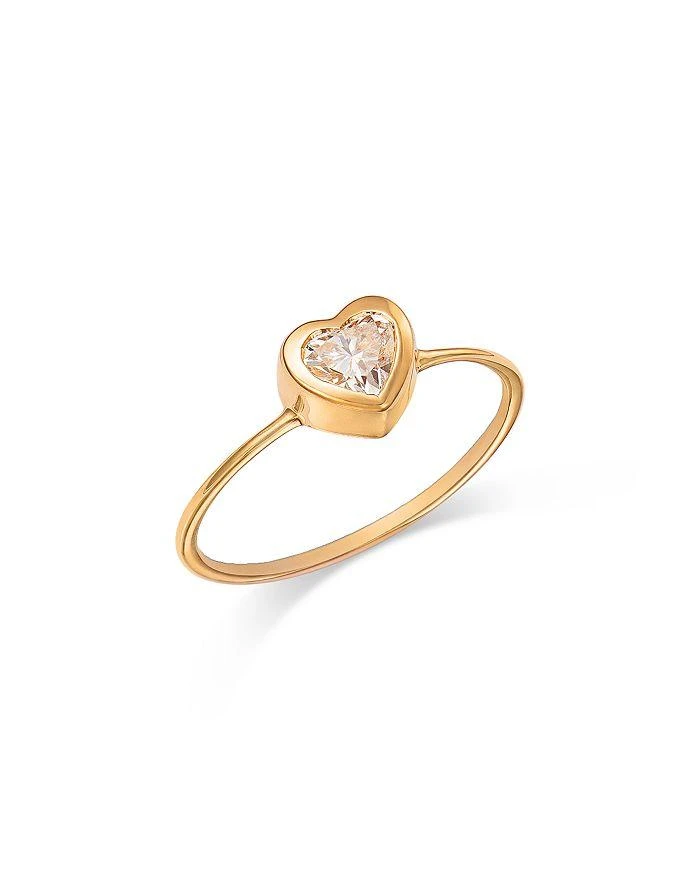 商品Moon & Meadow|14K Yellow Gold Lab Grown Diamond Heart Bezel Solitaire Ring,价格¥5899,第1张图片详细描述