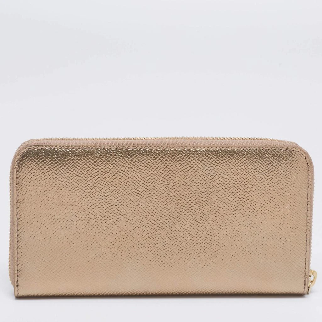 商品[二手商品] BVLGARI|Bvlgari Metallic Gold Leather Bvlgari Bvlgari Zip Around Wallet,价格¥1588,第4张图片详细描述