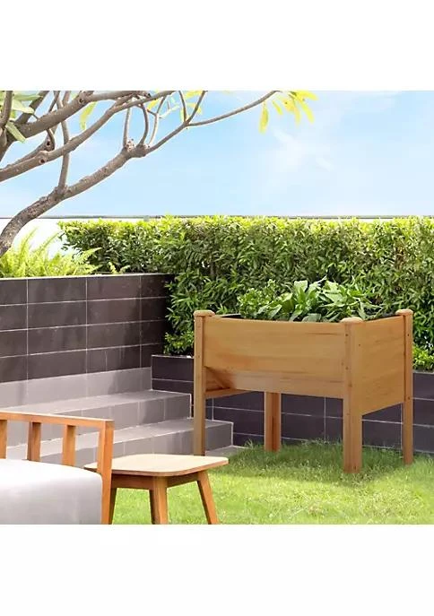 商品Outsunny|48 Fir Wood Raised Garden Bed With Tool Hooks Elevated Planter Box Stand With Unique Funnel Design For Backyard Patio To Grow Vegetables Herbs And Flowers,价格¥1465,第2张图片详细描述