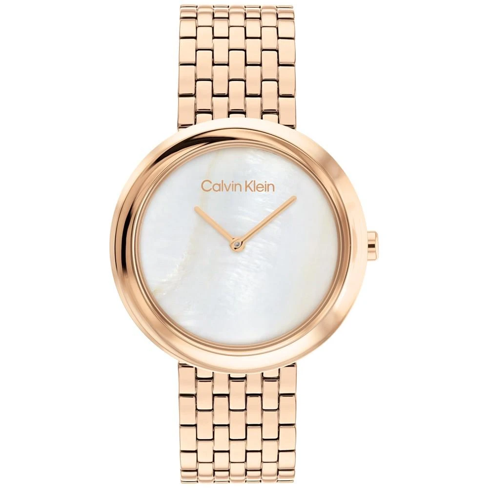 商品Calvin Klein|Women's 2H Quartz Carnation Gold-Tone Stainless Steel Bracelet Watch 34mm,价格¥1426,第1张图片