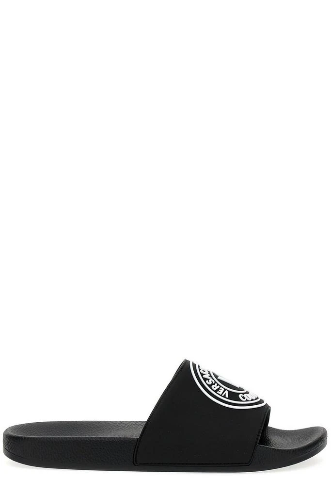 商品Versace|Versace Jeans Couture Logo Embossed Flat Slides,价格¥354-¥518,第1张图片