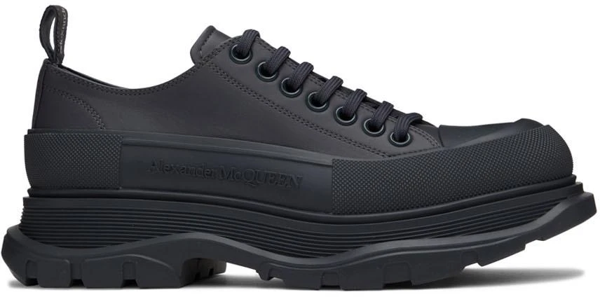 商品Alexander McQueen|Black Tread Slick Sneakers,价格¥2993,第1张图片