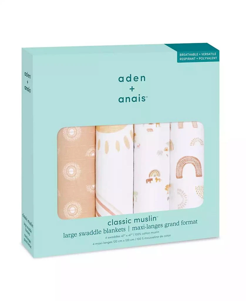 商品aden + anais|Baby Girls Keep Rising Swaddle Blankets, Pack of 4,价格¥416,第2张图片详细描述