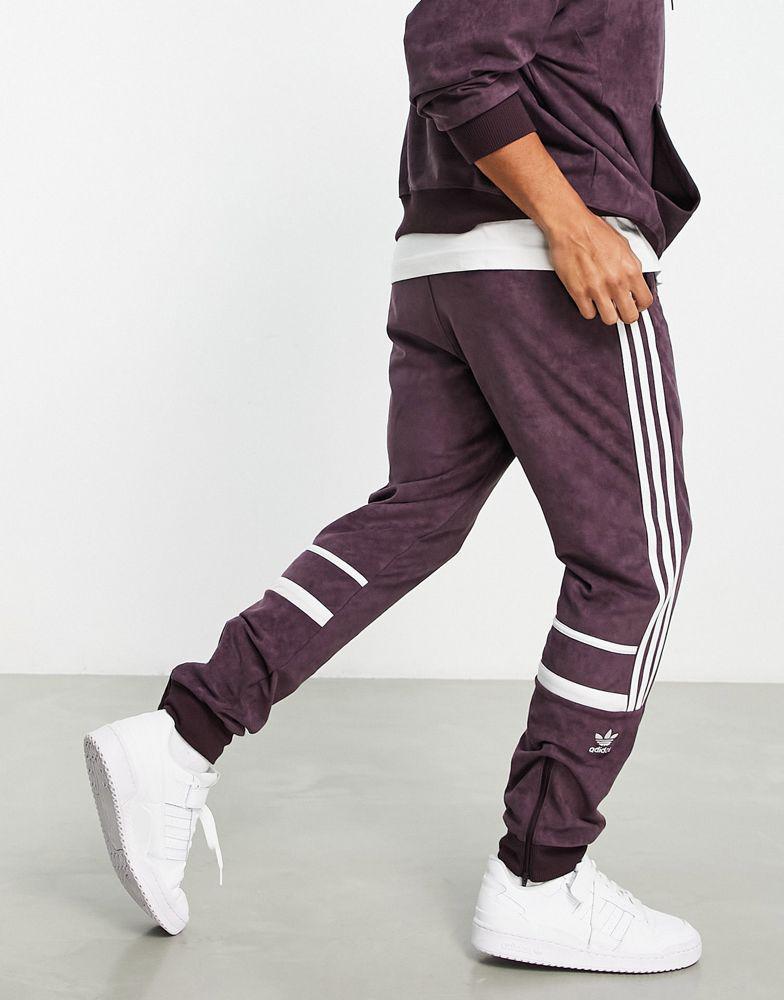 商品Adidas|adidas Originals Adicolor polyester blend three stripe joggers in maroon,价格¥605,第5张图片详细描述