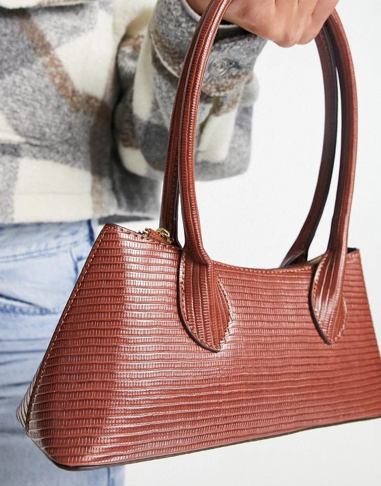商品ASOS|ASOS DESIGN lizard effect shoulder bag with elongated straps in tan,价格¥78,第4张图片详细描述