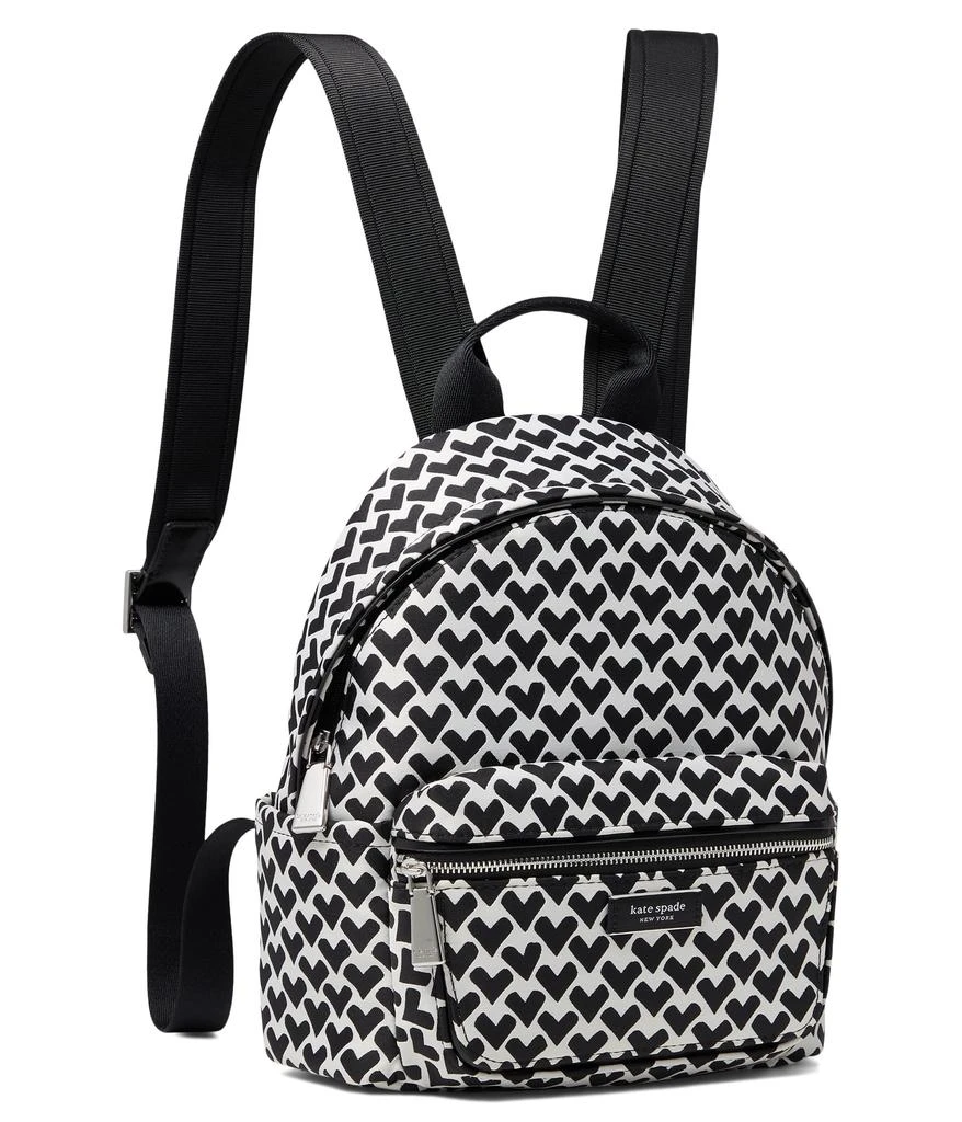 商品Kate Spade|Sam Icon Modernist Hearts Jacquard Fabric Small Backpack,价格¥2080,第1张图片