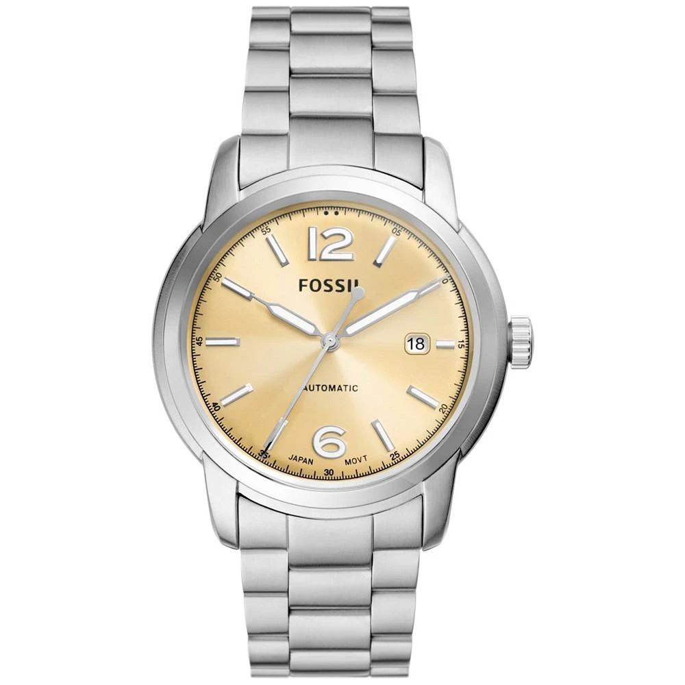 商品Fossil|Men's Heritage Automatic Silver-Tone Stainless Steel Bracelet Watch 43mm,价格¥1324,第1张图片