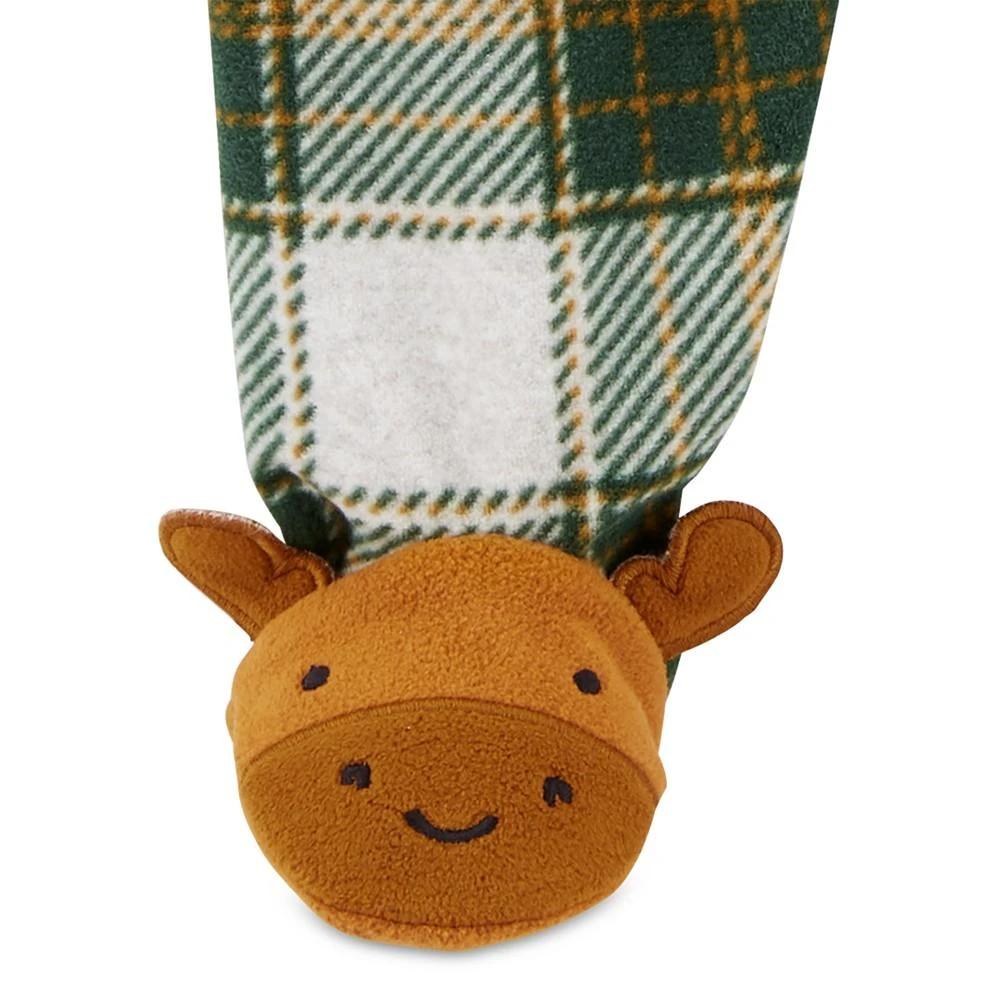 商品Carter's|Baby Boys Moose Plaid 2-Way Zip Fleece Sleep & Play Footed Pajamas,价格¥75,第2张图片详细描述