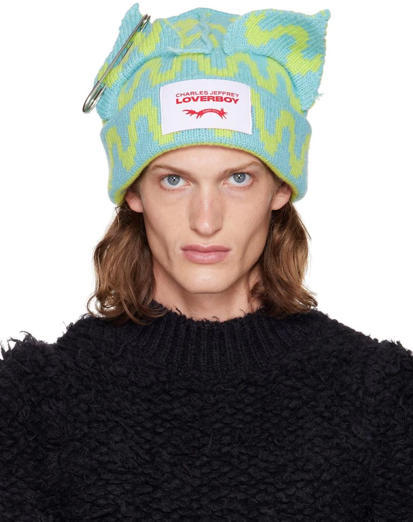 商品Charles Jeffrey Loverboy|SSENSE Exclusive Blue Chunky Punk Ears Beanie,价格¥1011,第1张图片