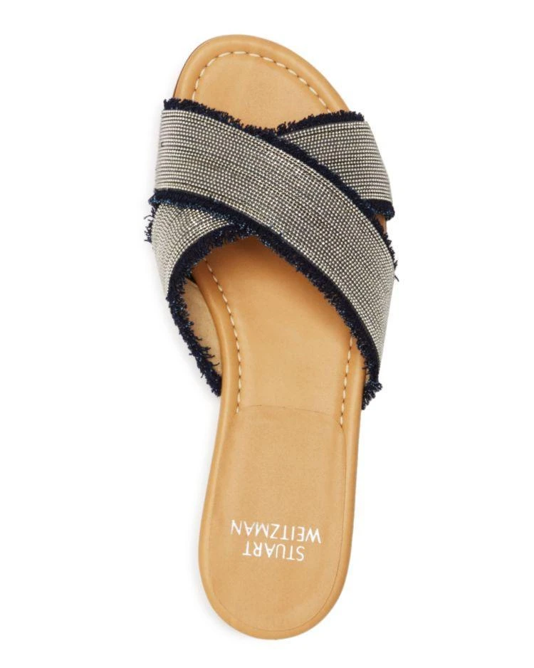 商品Stuart Weitzman|Edgeway Denim and Chain Trim Slide Sandals,价格¥1787,第3张图片详细描述