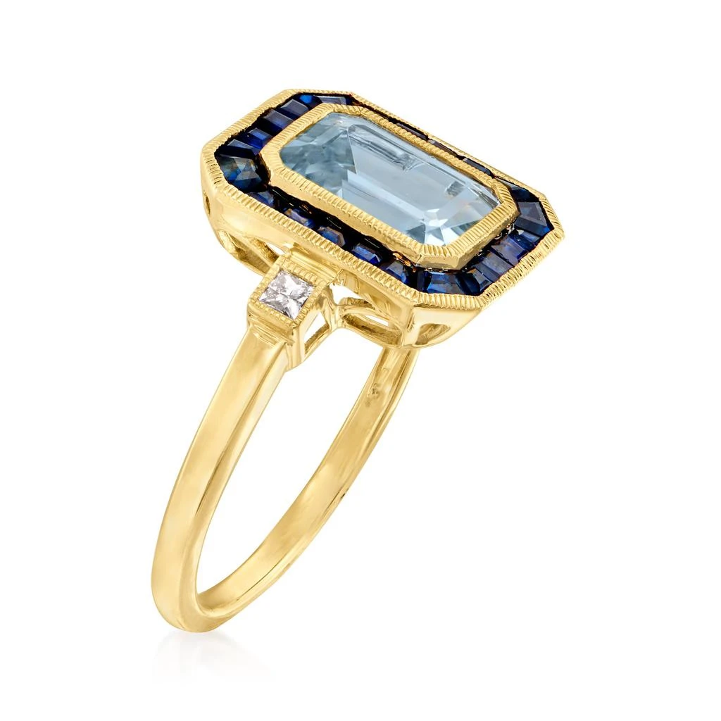 商品Ross-Simons|Ross-Simons Aquamarine and Sapphire Ring With . Diamonds in 14kt Yellow Gold,价格¥7827,第3张图片详细描述
