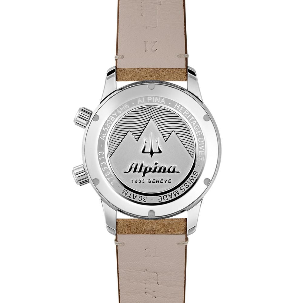 商品Alpina|Men's Swiss Automatic Seastrong Diver Brown Leather Strap Watch 42mm,价格¥13160,第5张图片详细描述