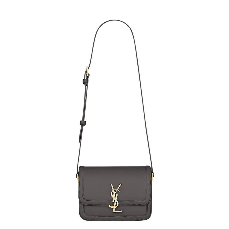 商品Yves Saint Laurent|SAINT LAURENT PARIS/圣罗兰 YSL 21秋冬新款SOLFERINO系列 女士小号灰白色牛皮革金扣翻盖单肩斜挎包,价格¥19510,第1张图片