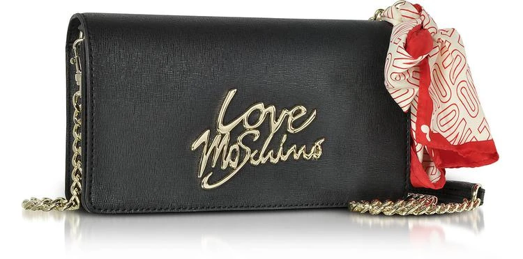 商品Moschino|Love Moschino 黑色Saffiano生态皮革手拿包配方巾,价格¥881,第2张图片详细描述