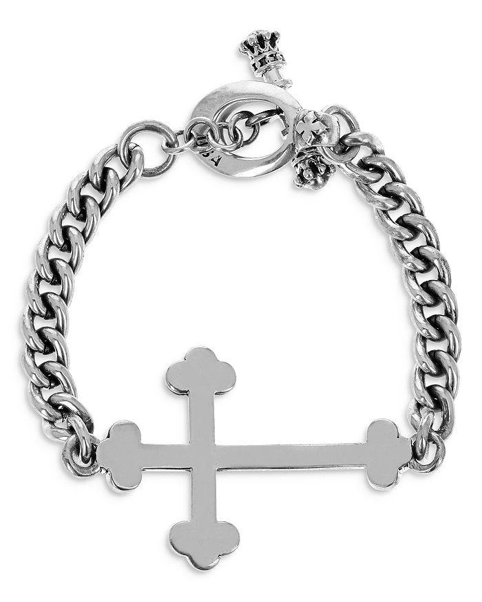 商品King Baby|Men's Sterling Silver East West Cross Curb Link Bracelet,价格¥4119,第2张图片详细描述