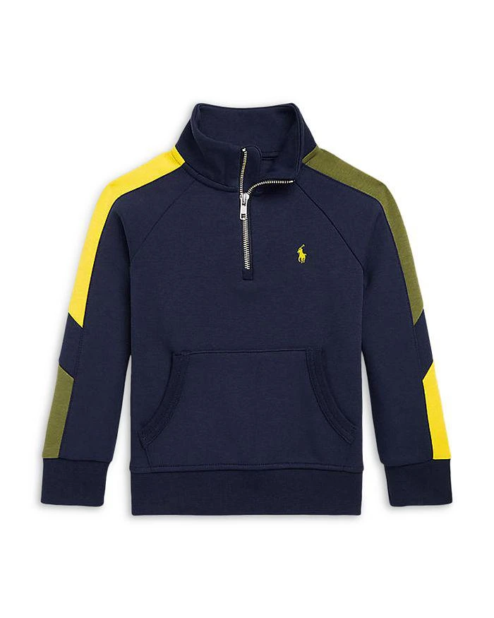 商品Ralph Lauren|Boys' Double Knit Quarter Zip Sweatshirt - Little Kid,价格¥387,第1张图片