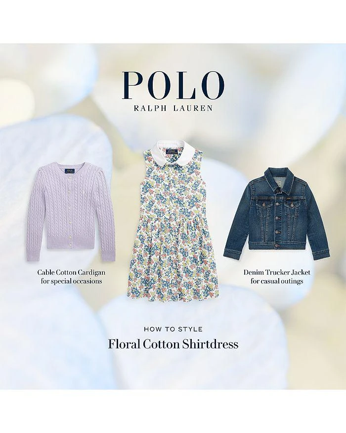 商品Ralph Lauren|Girls' Floral Cotton Oxford Shirt Dress - Little Kid, Big Kid,价格¥352,第2张图片详细描述