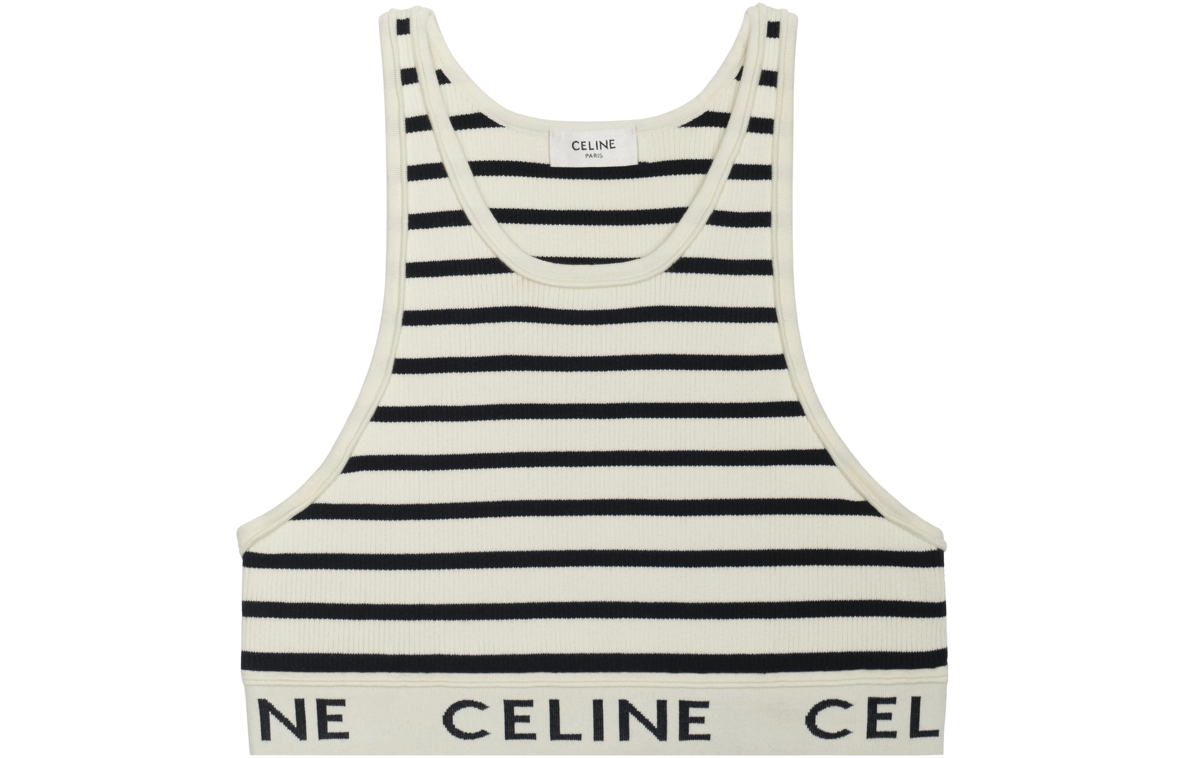 商品[国内直发] Celine|赛琳 Logo针织条纹运动背心 女款 奶白色,价格¥4137,第1张图片