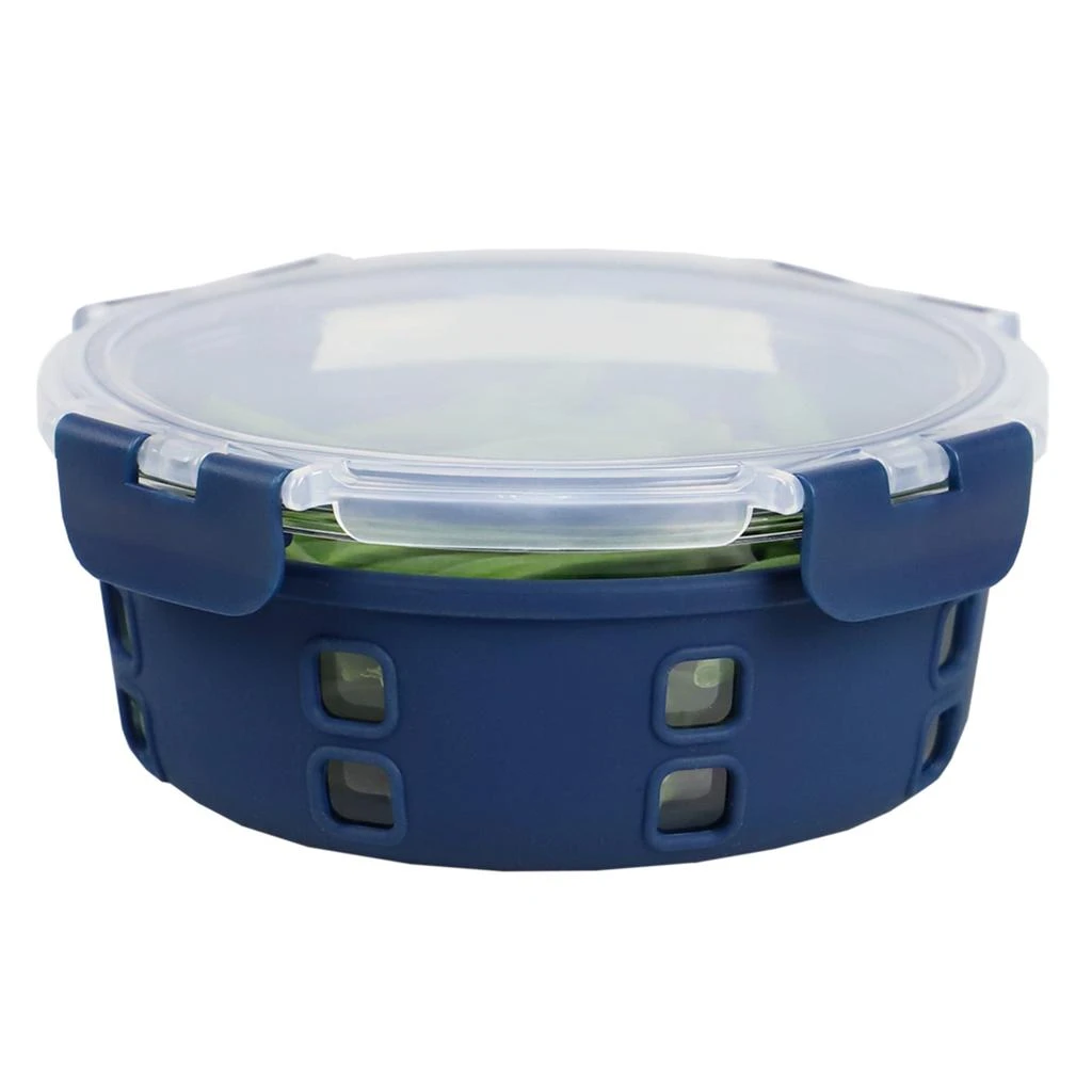 商品Michael Graves Design|Michael Graves Design Round 32 Ounce High Borosilicate Glass Food Storage Container with Plastic Lid, Indigo,价格¥135,第1张图片