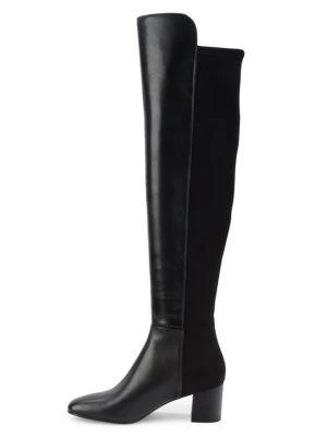 商品Stuart Weitzman|斯图尔特·韦茨曼 Gillian系列女士真皮圆头套脚粗高跟过膝靴,价格¥1434,第4张图片详细描述