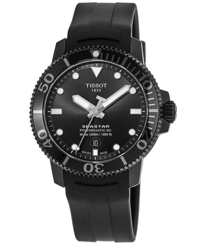 商品Tissot|Tissot Seastar 1000 Black PVD Rubber Strap Men's Watch T120.407.37.051.00,价格¥5071,第1张图片