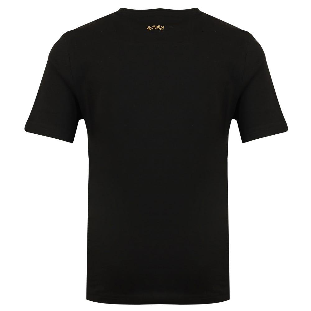 Black Short Sleeve Gold Bar Logo T Shirt商品第3张图片规格展示