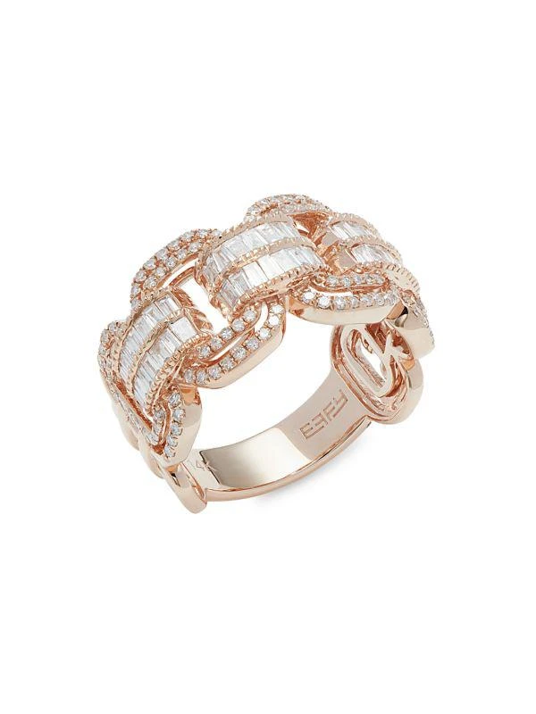 商品Effy|14K Rose Gold & Diamond Link Ring,价格¥13144,第1张图片