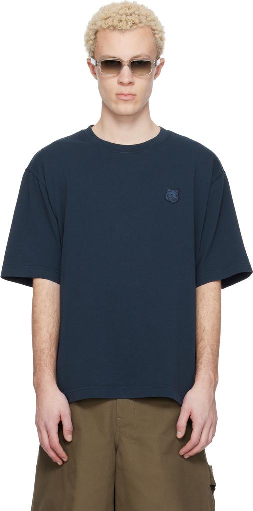 Camiseta oversize con cabeza de zorro de la Marina image 2