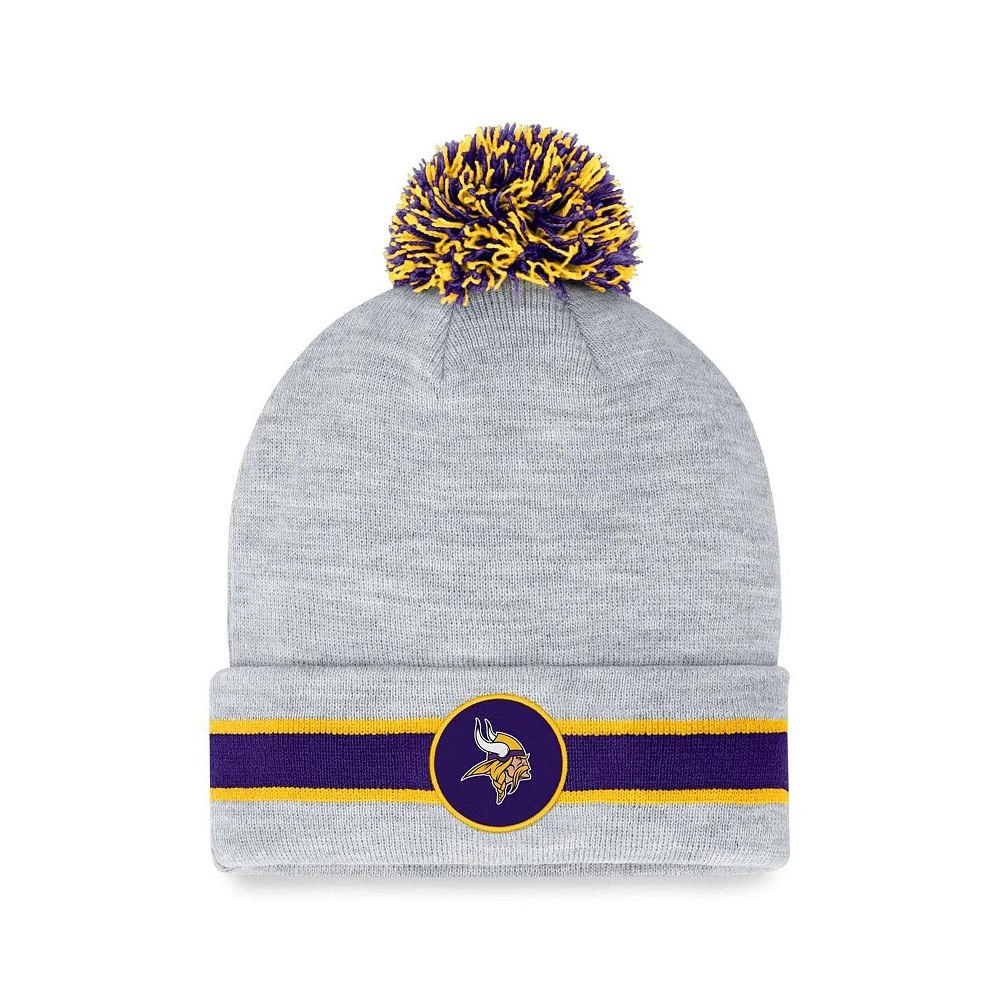 商品Fanatics|Men's Branded Heather Gray Minnesota Vikings Cuffed Knit Hat with Pom,价格¥220,第1张图片