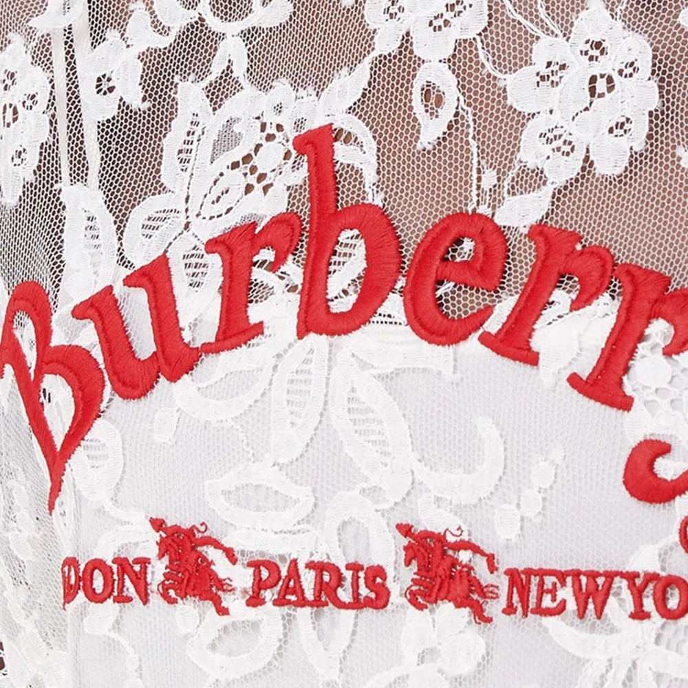 Burberry 博柏利 女士白色典藏标志蕾丝装饰短袖T恤 8002885 商品