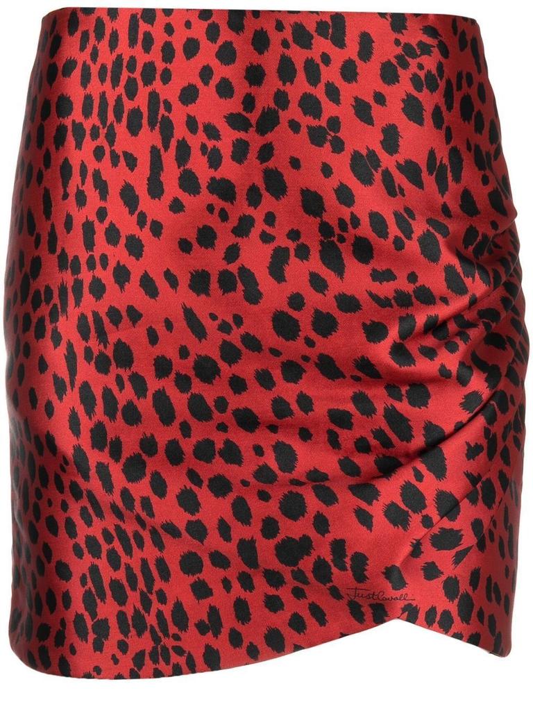 Just Cavalli Women's  Red Acetate Skirt商品第1张图片规格展示