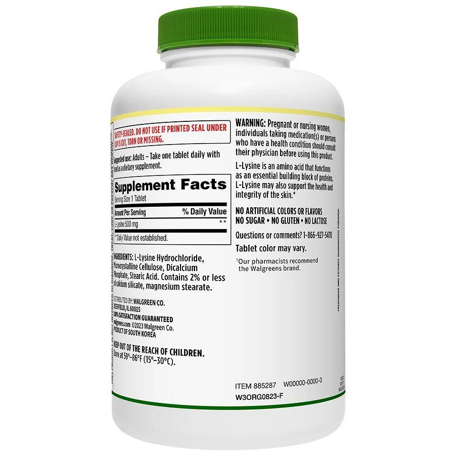 商品Walgreens|L-Lysine 500mg,价格¥163,第2张图片详细描述