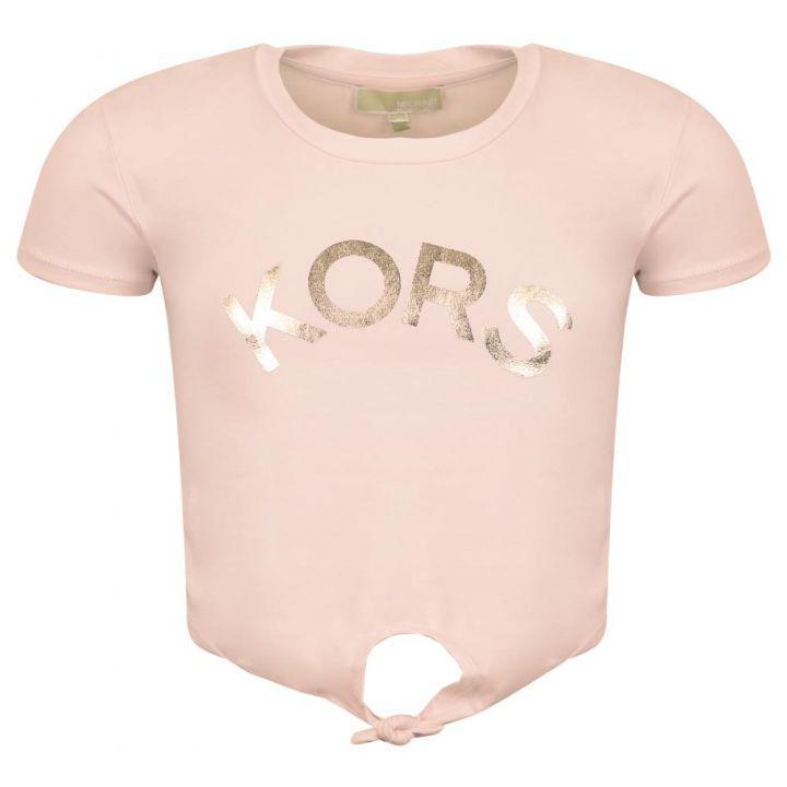 商品Michael Kors|Pale Pink Cropped Logo Tie T Shirt,价格¥143-¥185,第1张图片