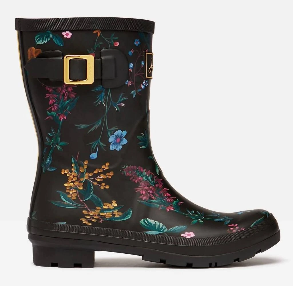 商品Joules|Molly Mid-Height Rain Boots in Black Botanic,价格¥443,第5张图片详细描述