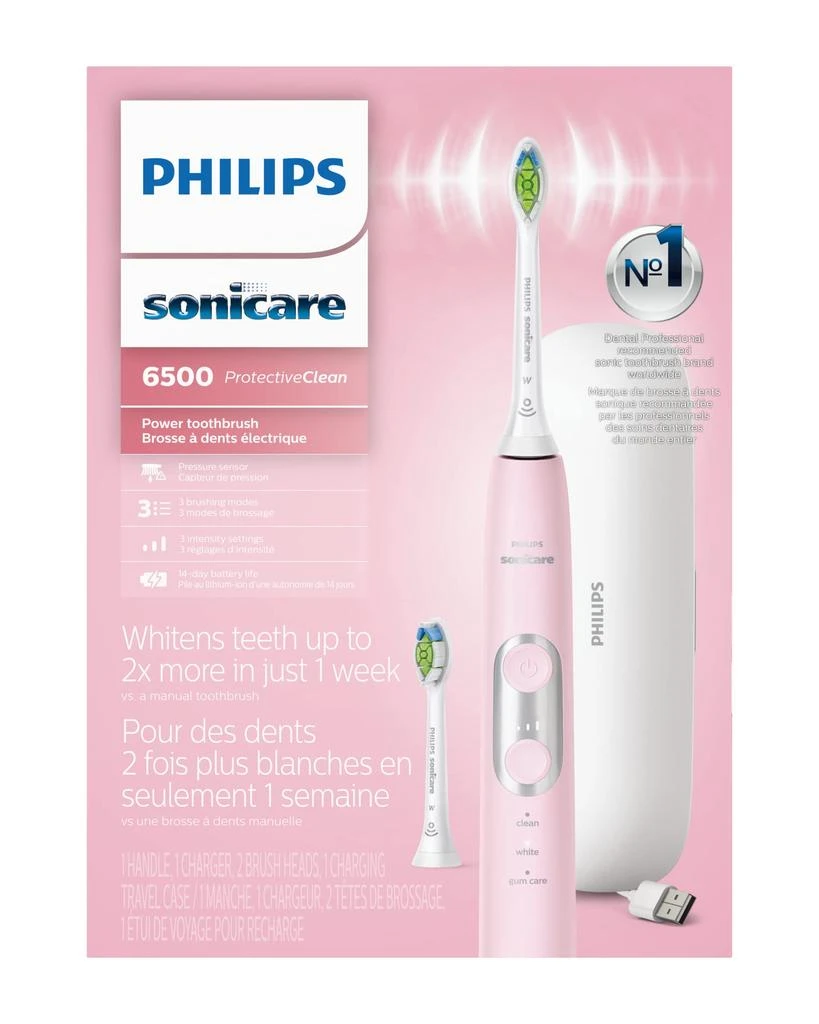 Philips Sonicare ProtectiveClean 6500 Rechargeable Electric Toothbrush, with Pressure Sensor, 3 Cleaning Modes, SmarTimer and QuadPacer, 14-Day Battery Life, Charging Travel Case, Pink, HX6462/06 商品