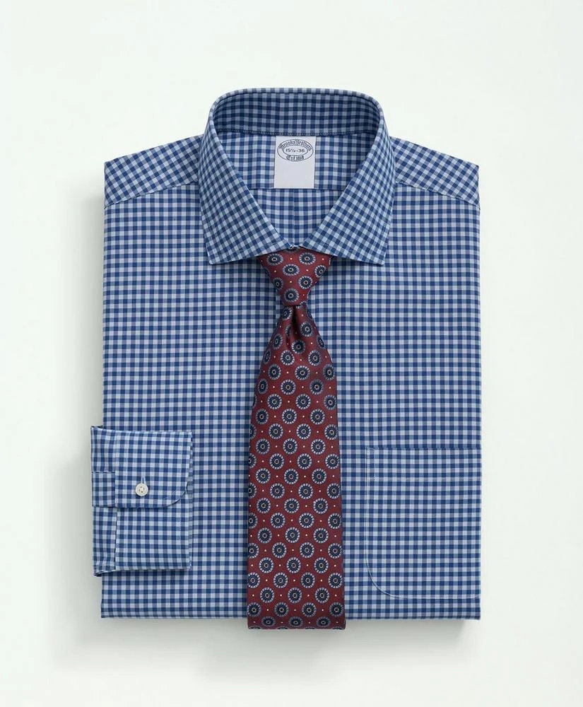 商品Brooks Brothers|Stretch Supima® Cotton Non-Iron Poplin English Spread Collar Gingham Dress Shirt,价格¥928,第1张图片