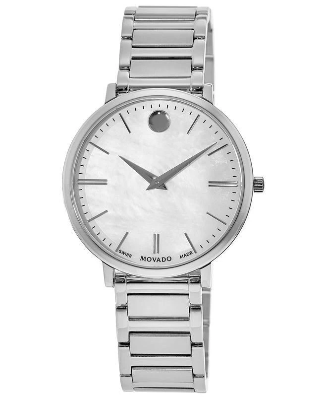 商品Movado|Movado Ultra Slim White Mother of Pearl Dial Women&apos;s Watch 0607170,价格¥2881,第1张图片