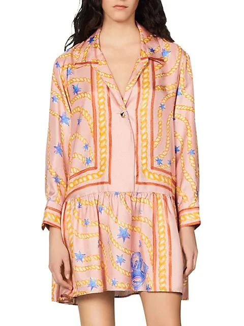商品Sandro|Alexiane Printed Silk Mini Dress,价格¥1946,第3张图片详细描述